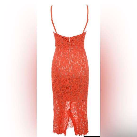 House of CB - Edeta orange lace plunge dress - Picture 3 of 7